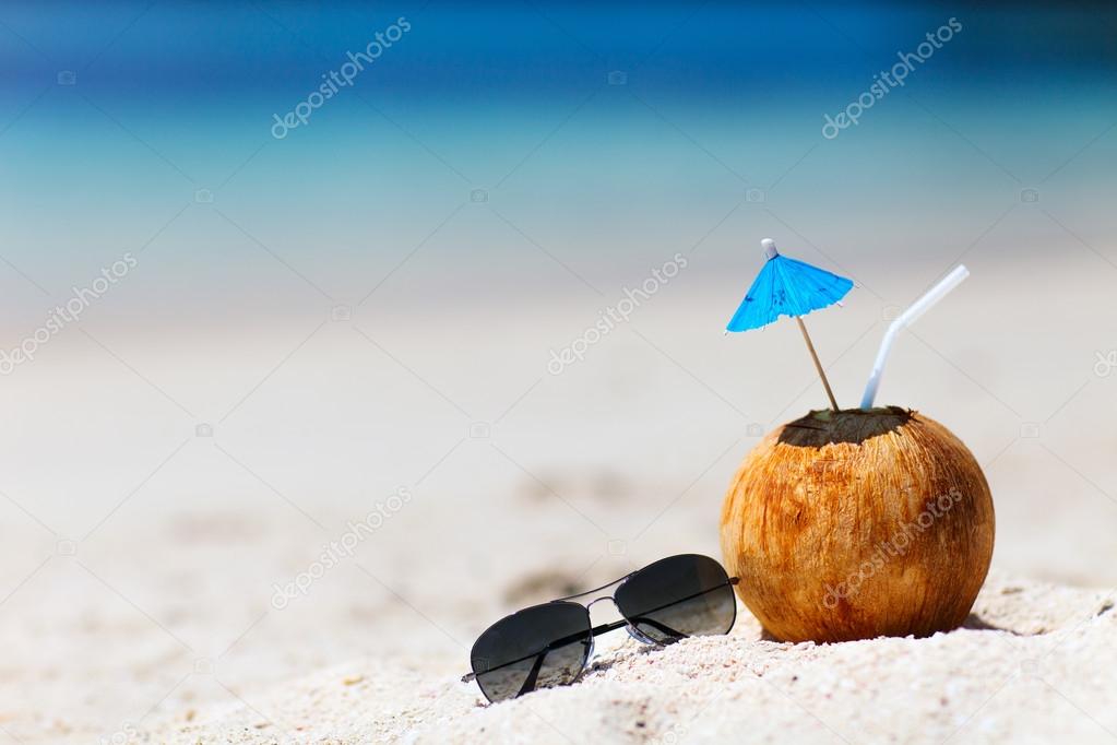 Coconut on a tropical beach