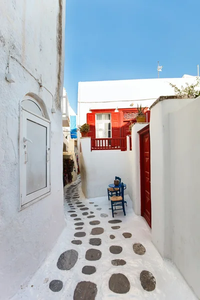 Traditional street of Mykonos island in Greece — Stock Photo, Image