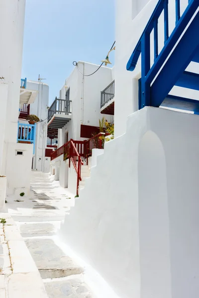 Traditional street of Mykonos island in Greece — Stock Photo, Image