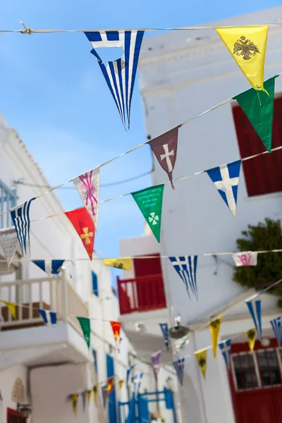 Rua tradicional da ilha de Mykonos na Grécia — Fotografia de Stock