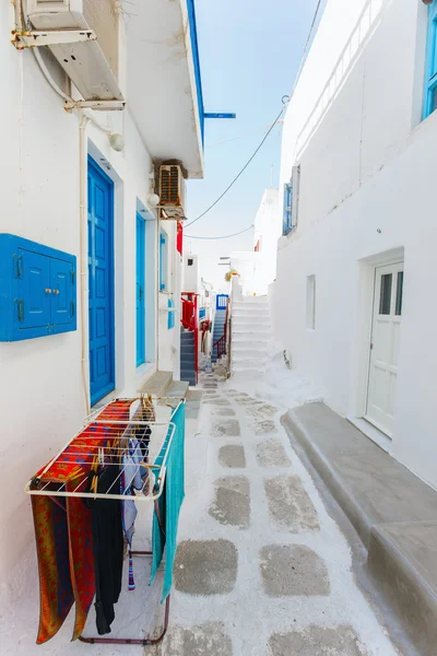 Traditional street of Mykonos island in Greece — Stock Photo, Image