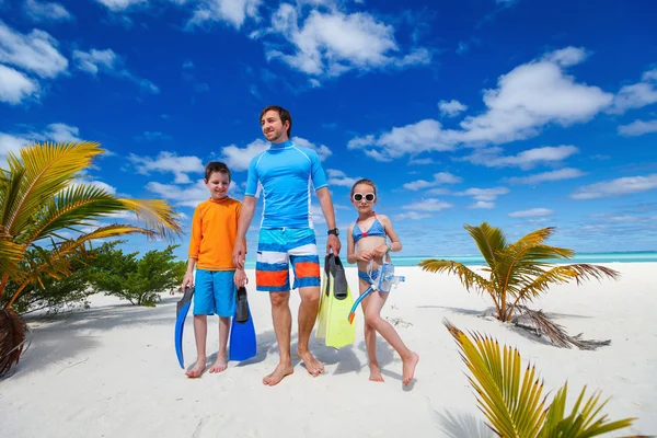 Isä lasten kanssa rannalla — kuvapankkivalokuva