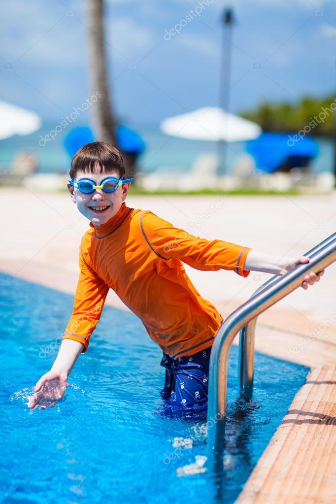 Boy at swimming pool