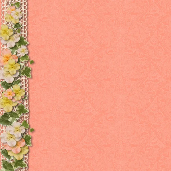 Background with a border of flowers — Stock Photo, Image