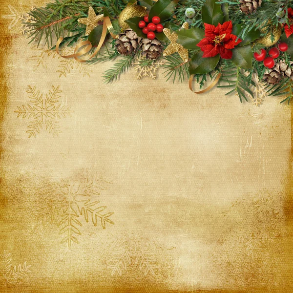 Vánoční Dovolená Pozadí Dekoracemi Ročníku Pozadí — Stock fotografie