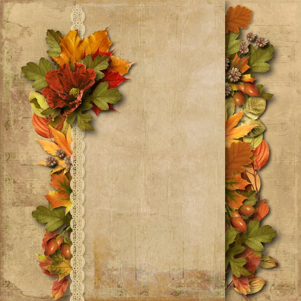 Vintage background with autumn decorations — Stock Photo, Image