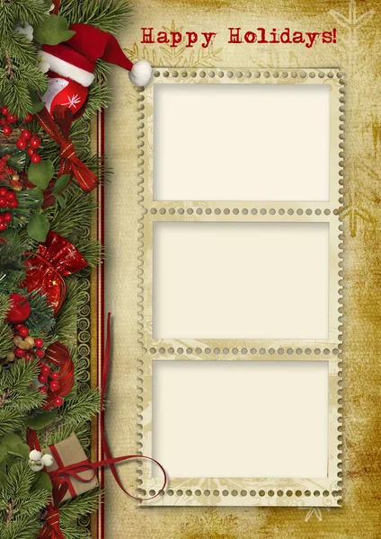 Tarjeta vintage de felicitación de Navidad . —  Fotos de Stock