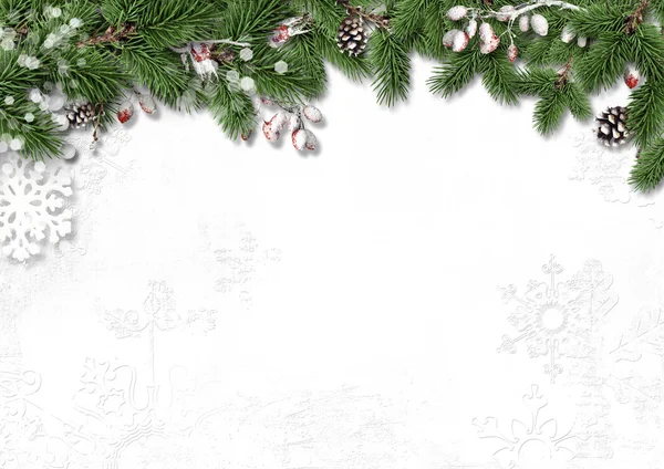 Natal fundo branco com decorações — Fotografia de Stock