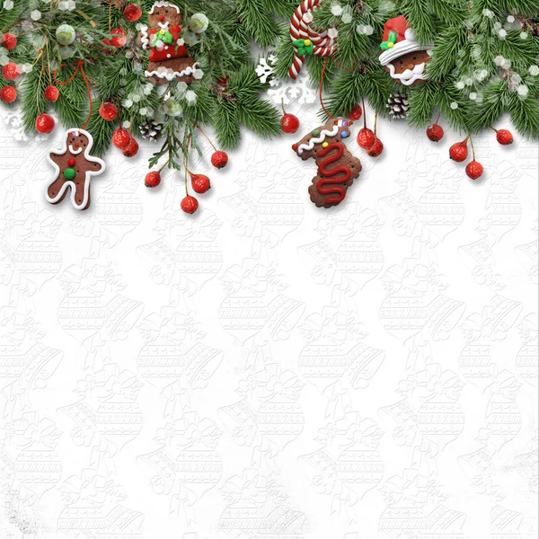 Christmas fir tree with cookies — Stock Photo, Image