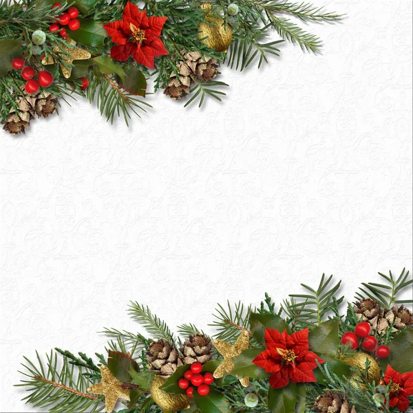 Vánoční pozadí s ohraničením Holly — Stock fotografie