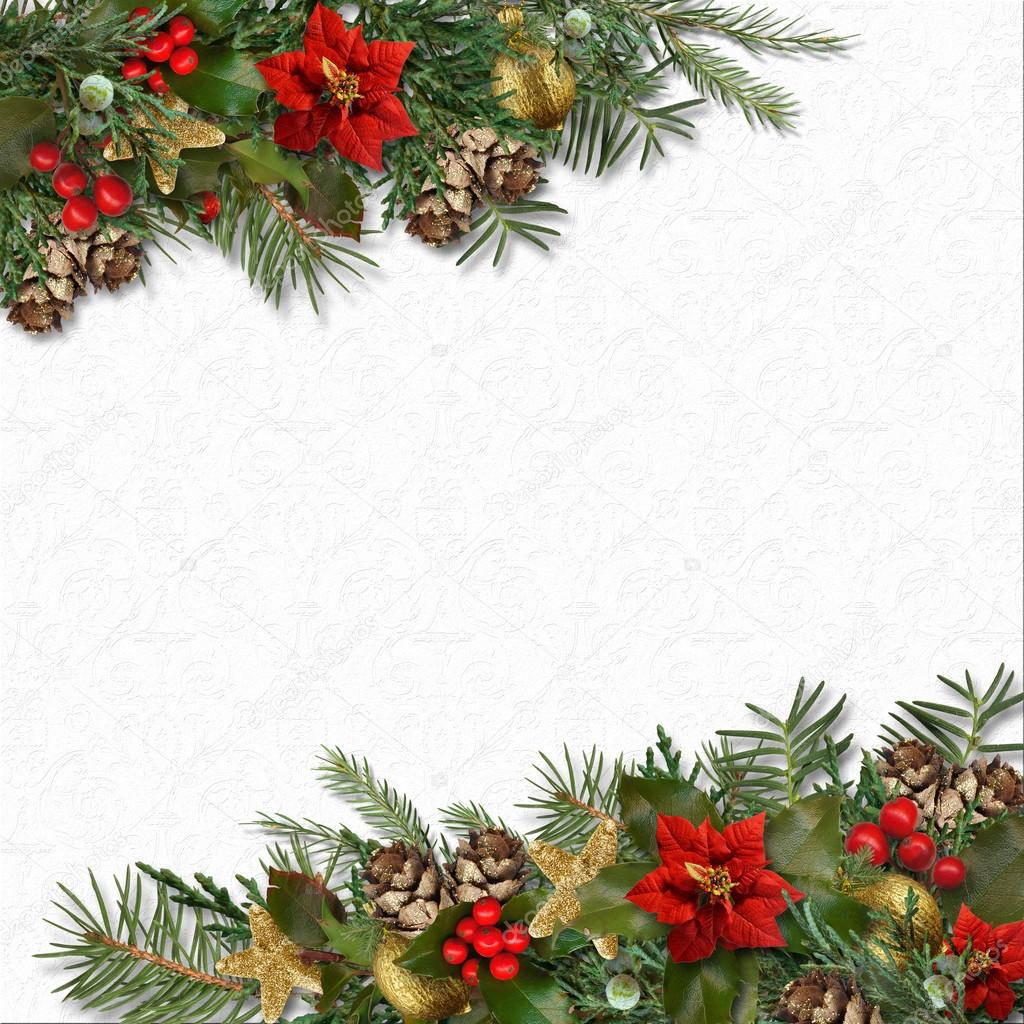 Christmas background with border of holly