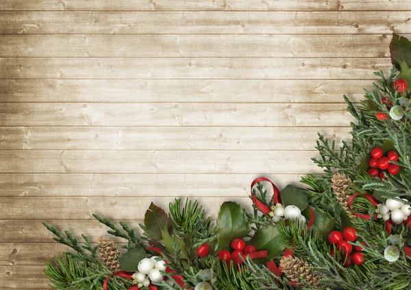 Christmas wooden background — Stock Photo, Image