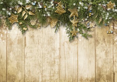 Christmas border with vintage decoration clipart