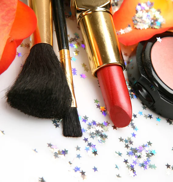 Decorative cosmetics on a white background — Stock Photo, Image