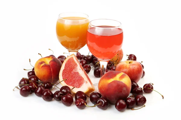 Érett gyümölcsök, egészséges élelmiszer-és gyümölcslé — Stock Fotó