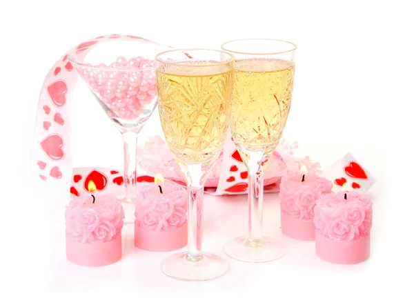 Champagne Candles White Background — Stock Photo, Image