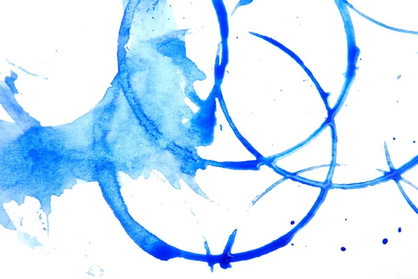 Cercles Aquarelle Bleu Sur Fond Blanc — Photo