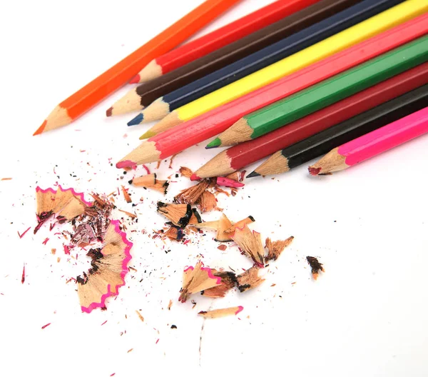 Crayons Couleur Sur Fond Blanc — Photo