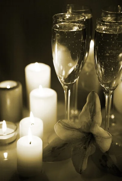 Wine and candles — Stock Photo, Image