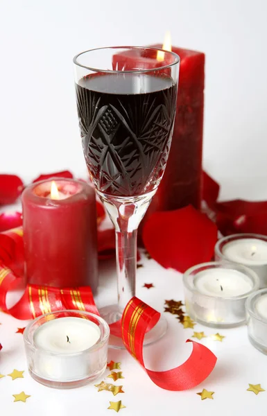 Vinho e velas — Fotografia de Stock