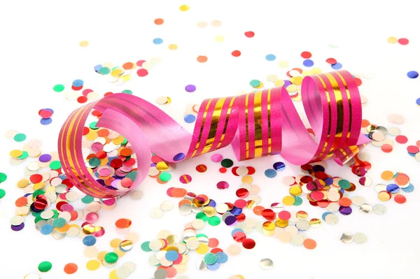 Streamer en kleur confetti — Stockfoto