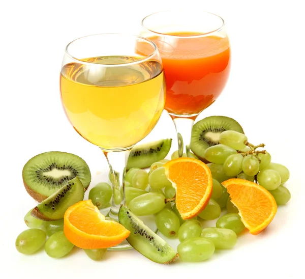 Ripe fruits and juice — Stock Photo, Image