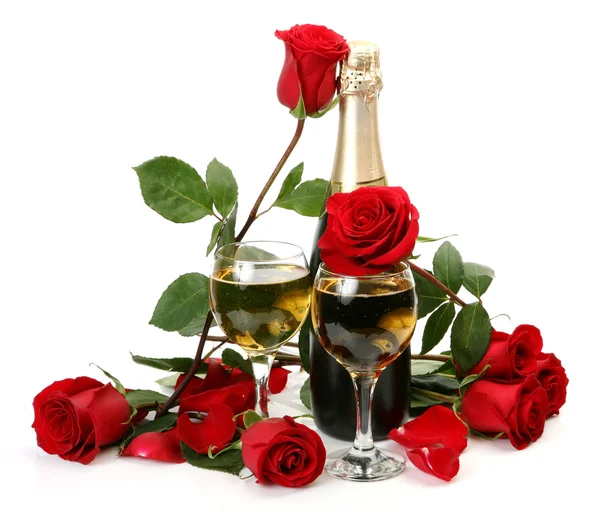 Wine and roses — Stock Photo, Image