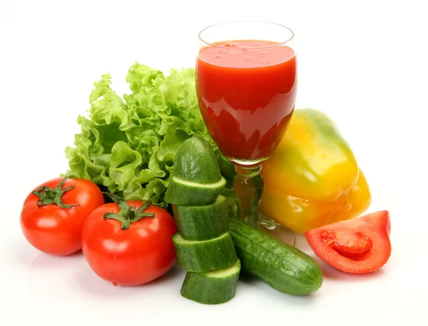 Fresh vegetables and juice — Stock Photo, Image