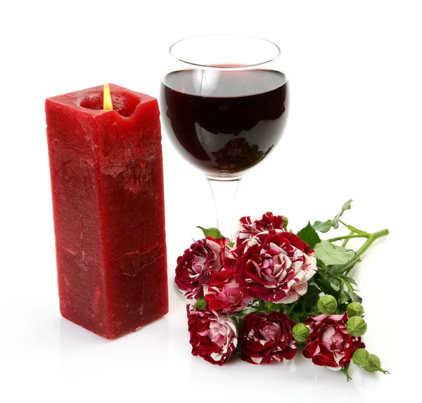 Şarap ve güller — Stok fotoğraf