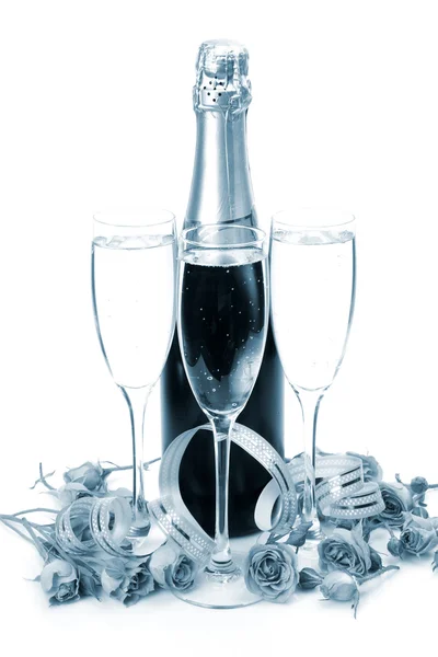 Rozen en champagne — Stockfoto