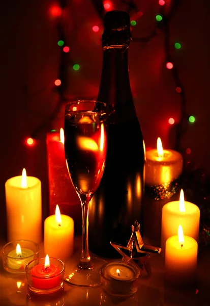 Champanhe e velas — Fotografia de Stock