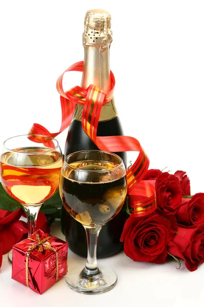 Vino y rosas — Foto de Stock