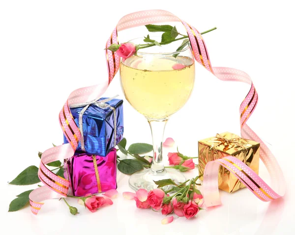 Wine and roses — Stock Photo, Image