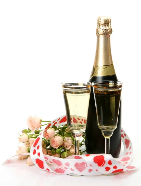 Roses and wine — Stock Photo, Image