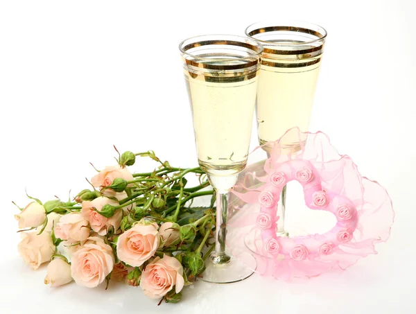 Roses and wine — Stock Photo, Image