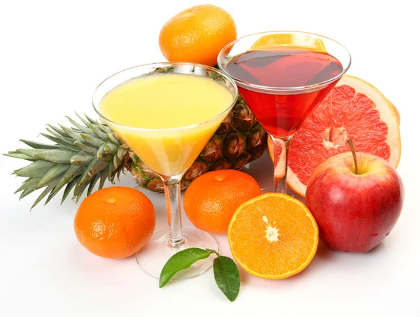 Ripe fruits and juice — Stock Photo, Image