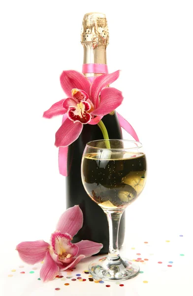 Wine and flowers — Stock Photo, Image