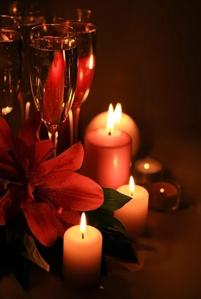 Wine and candles — Stock Photo, Image