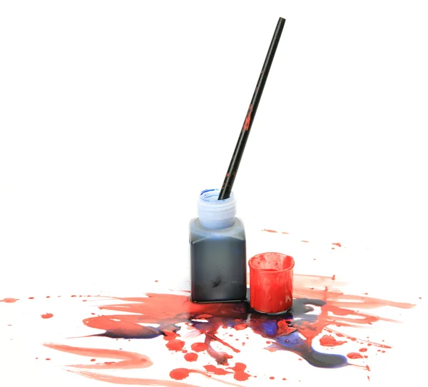 Paints and a brush — Stock Photo, Image
