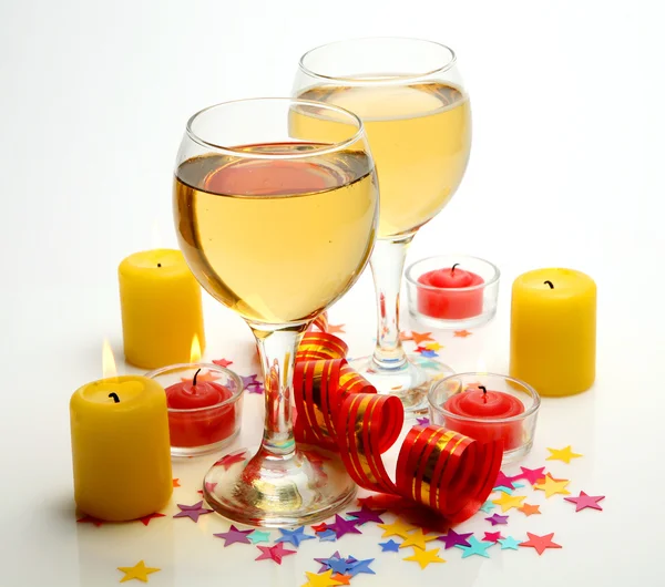 Wine and candles — Stock Photo, Image