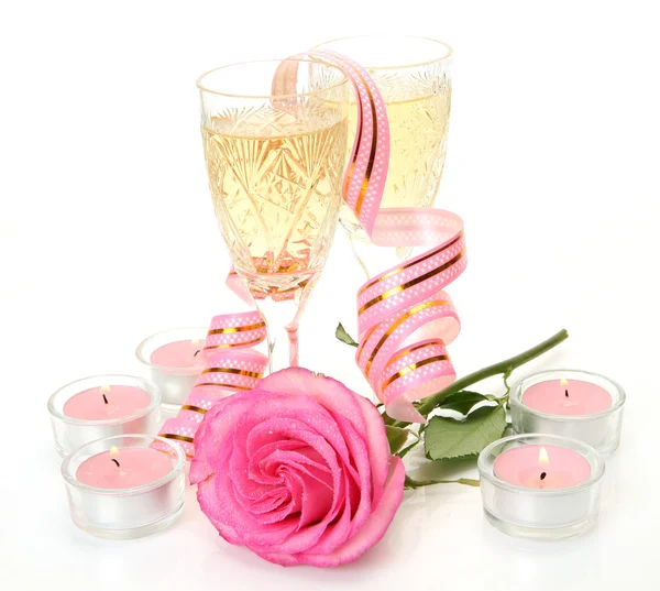 Wine and rose — Stock Photo, Image