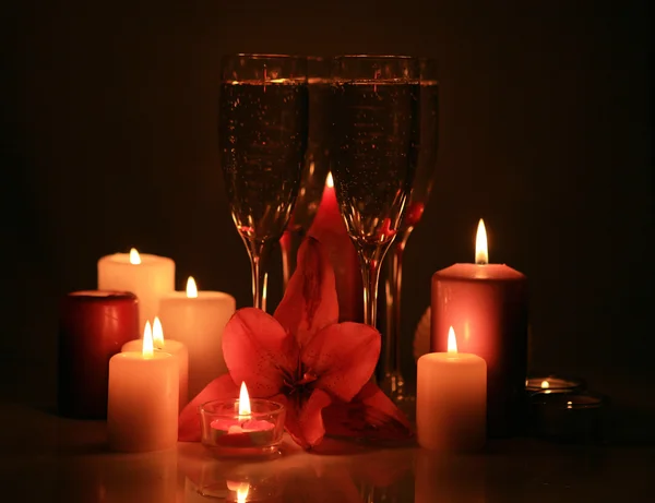 Wine and candles — Stock Photo, Image
