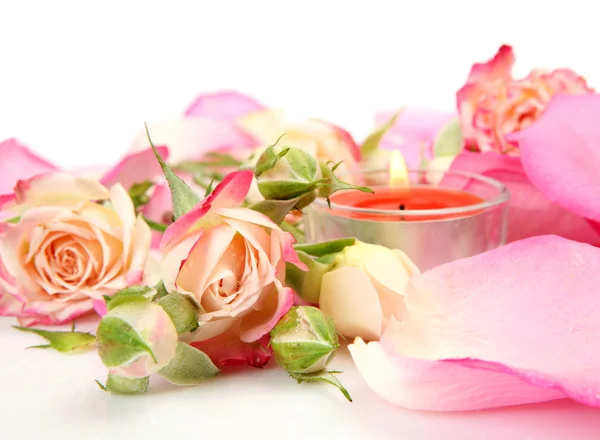 Roses and candles — Stock Photo, Image