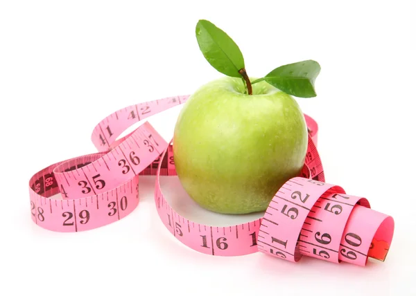 Apple and measuring tape — Stock Photo, Image