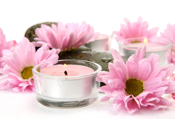 Flowers and candles — Stock Photo, Image