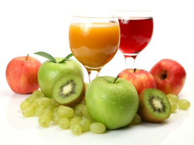 Ripe fruits and juice clipart
