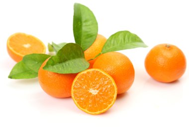 Ripe orange tangerines clipart