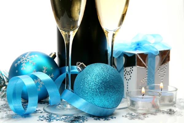 Champagne en New Year's ballen Stockfoto