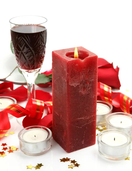 Glass of Wine and candles — Stock Photo, Image