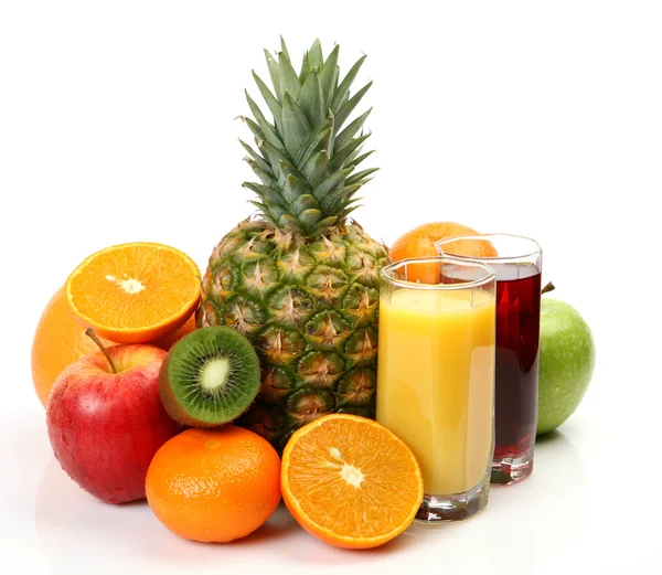 Ripe fruits and juice — Stock Photo, Image